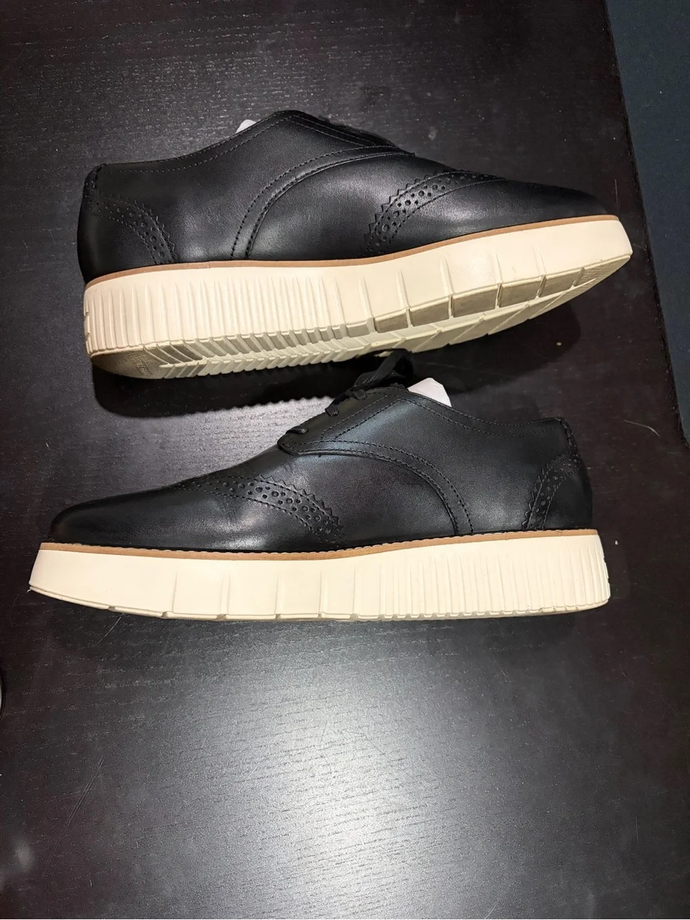 Cole Haan Black Leather Platform Wingtip Oxford
